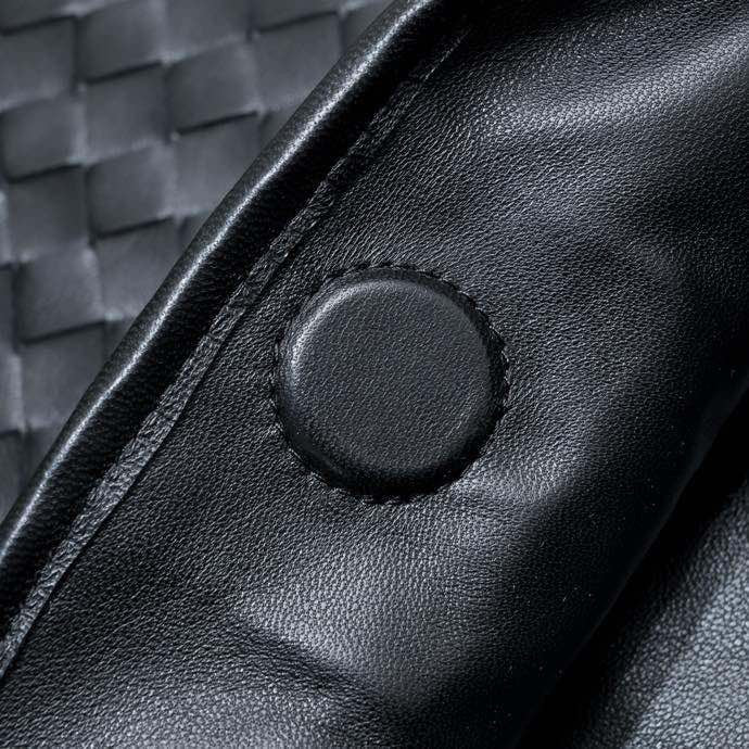 Bolsa Satchel Couro Preto Trançado Pequena