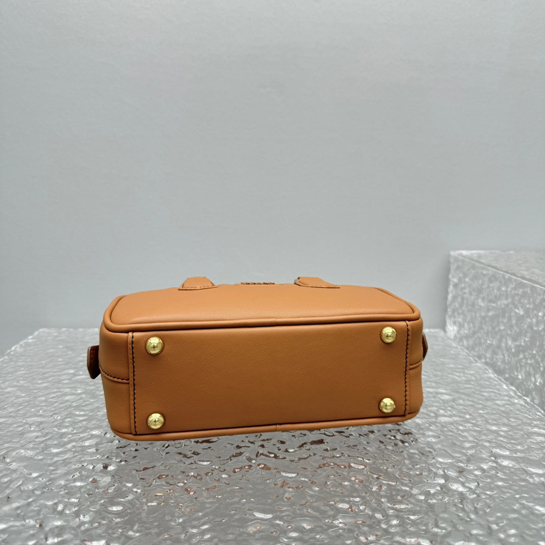 Bolsa Satchel Couro Marrom Compartimentos Estruturada