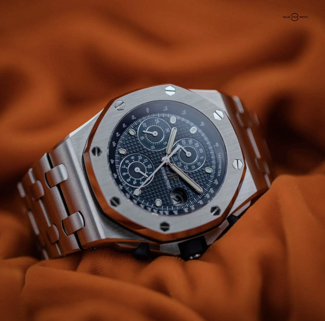 Relógio Cronógrafo Aço 42mm Mostrador Azul
