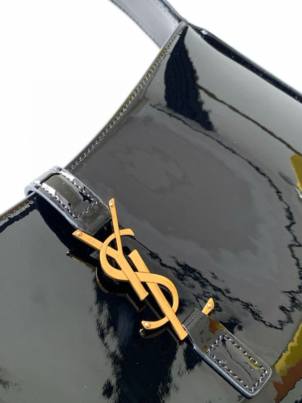 Bolsa Satchel Couro Verniz Preto Pequena