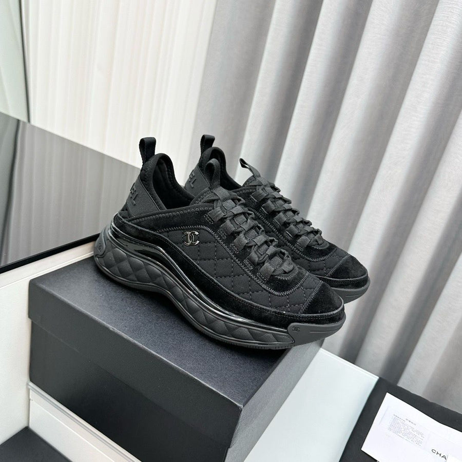 Chanel Suede Calfskin Mixed Fibers CC Black