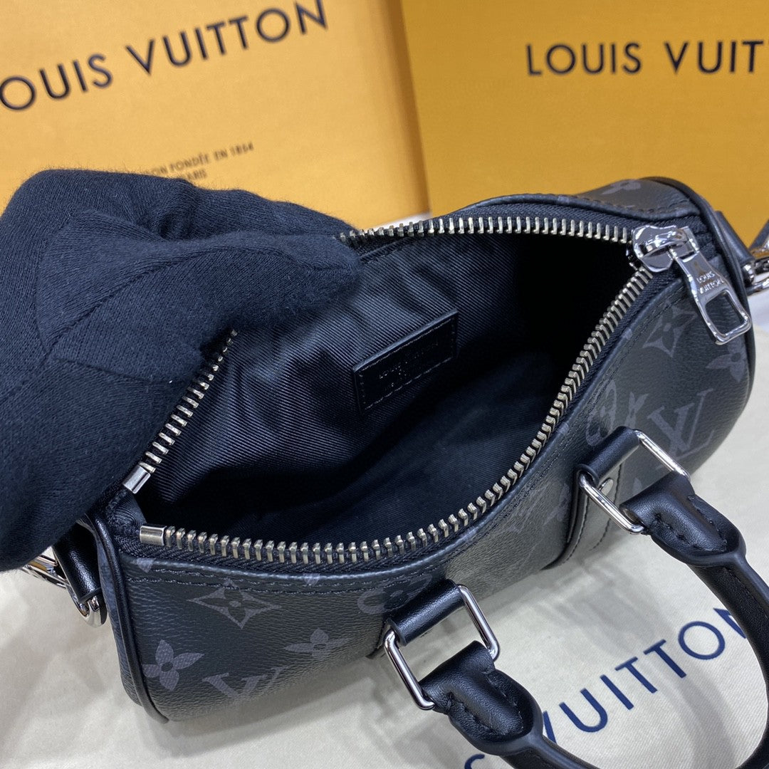 Bolsa Viagem Couro Preto Alça Dupla XS