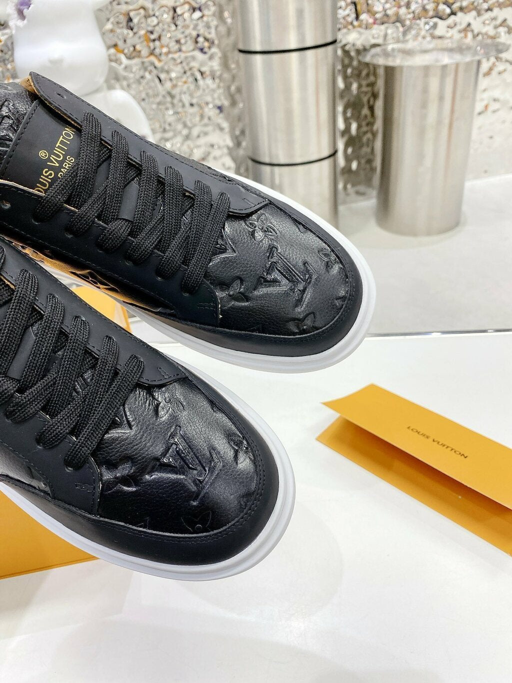 Tênis Couro Preto Cano Baixo Casual
