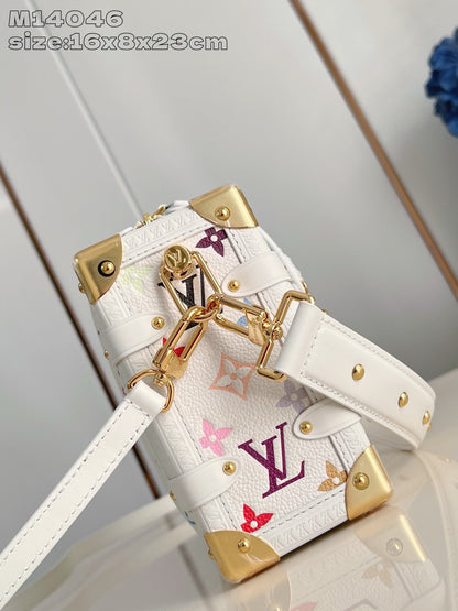 Bolsa Satchel Couro Branco Detalhes Multicoloridos Lateral