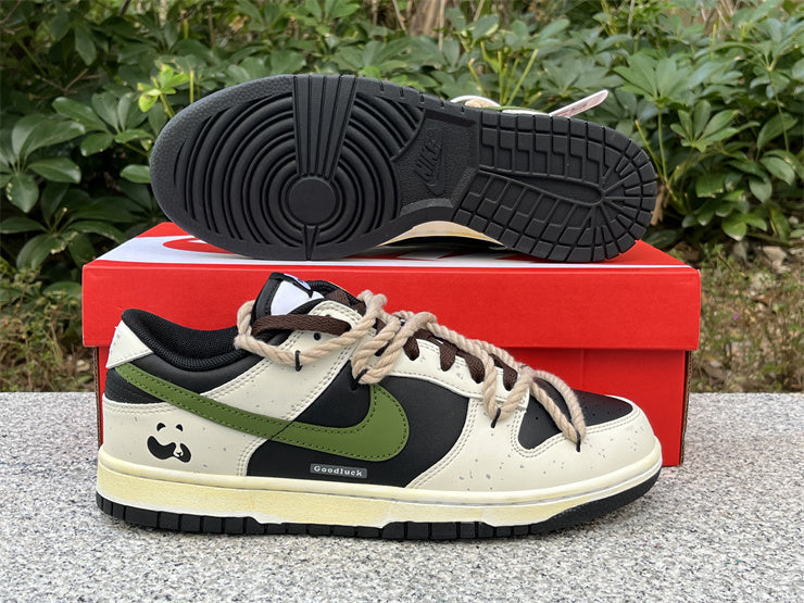 Tênis Cano Baixo Couro Branco Preto e Verde