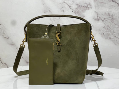 Bolsa Satchel Camurça Verde Média 37cm
