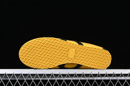Tênis Couro Camurça Amarelo Listra Preta Lateral