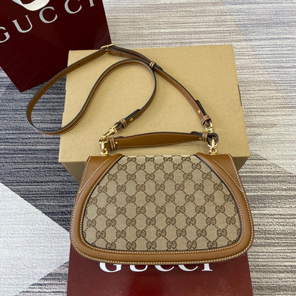 Bolsa Satchel Couro Bege Letras Entrelaçadas Média