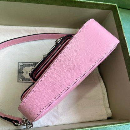 Bolsa Satchel Couro Rosa Fivela Ferradura