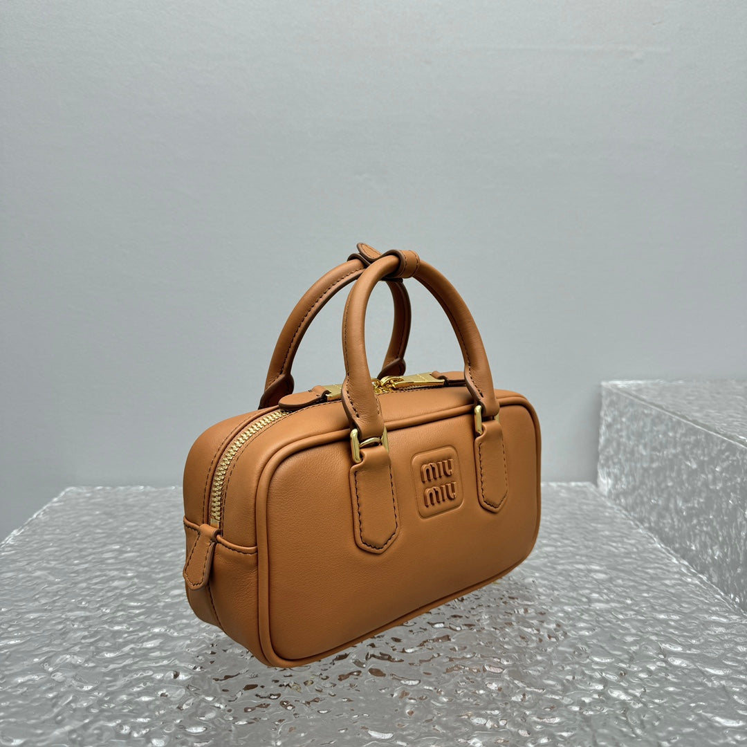 Bolsa Satchel Couro Marrom Compartimentos Estruturada