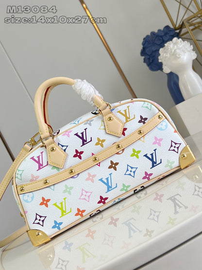 Bolsa Satchel Couro Padrão Monograma Geométrico Marrom Média