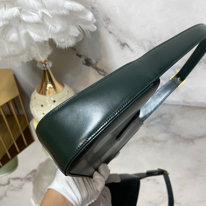 Bolsa Satchel Couro Verde Fechamento Frontal Minimalista