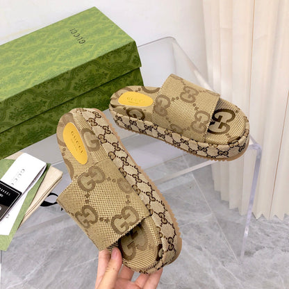 Sandália Plataforma Canvas Camel Tira em H