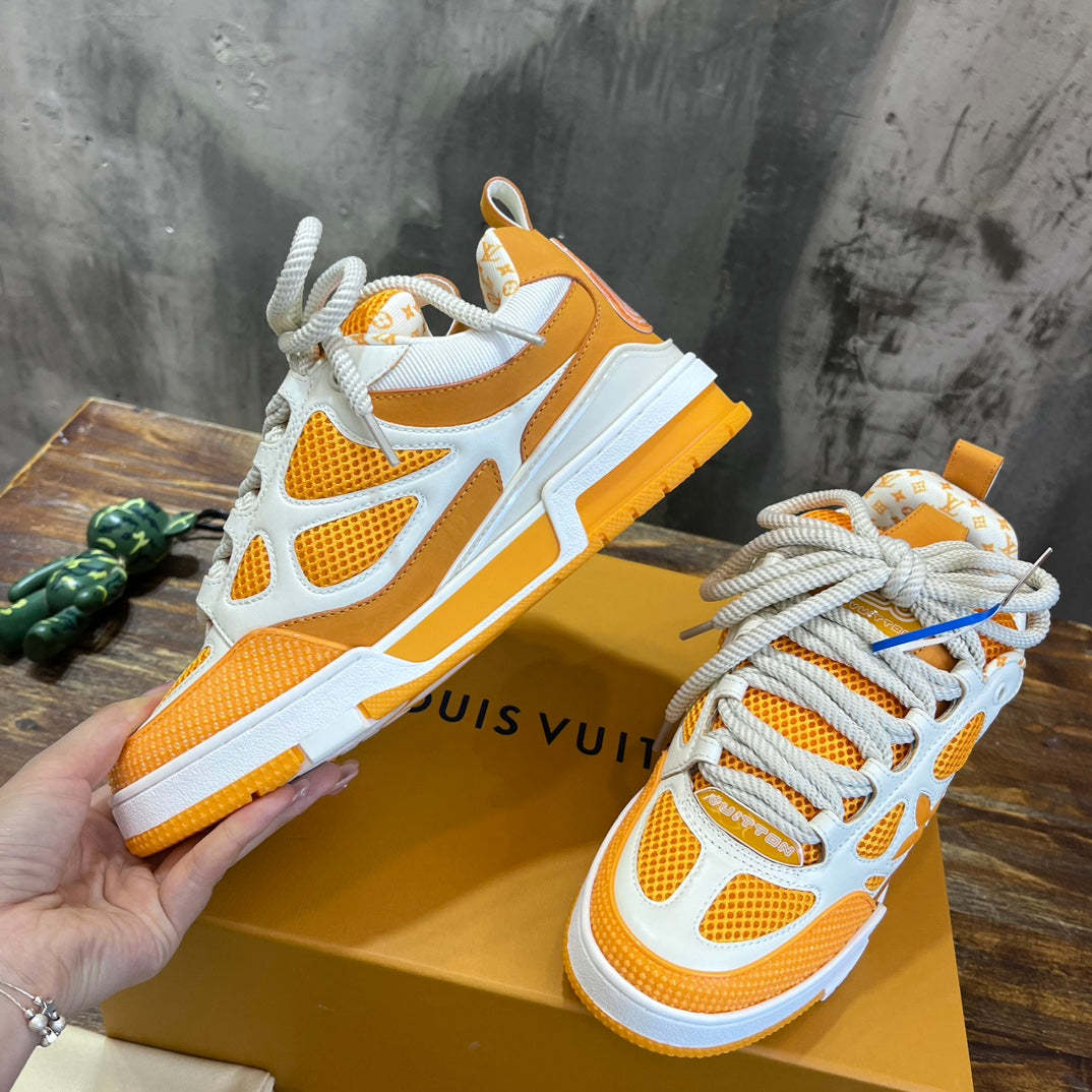 Tênis Skate Couro Amarelo e Branco