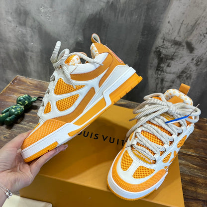 Tênis Skate Couro Amarelo e Branco