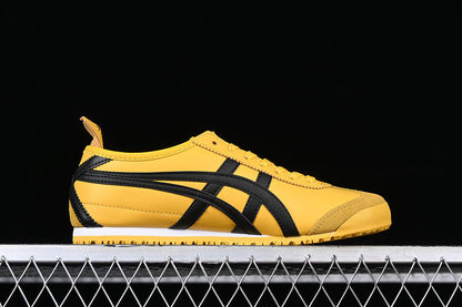 Tênis Couro Camurça Amarelo Listra Preta Lateral