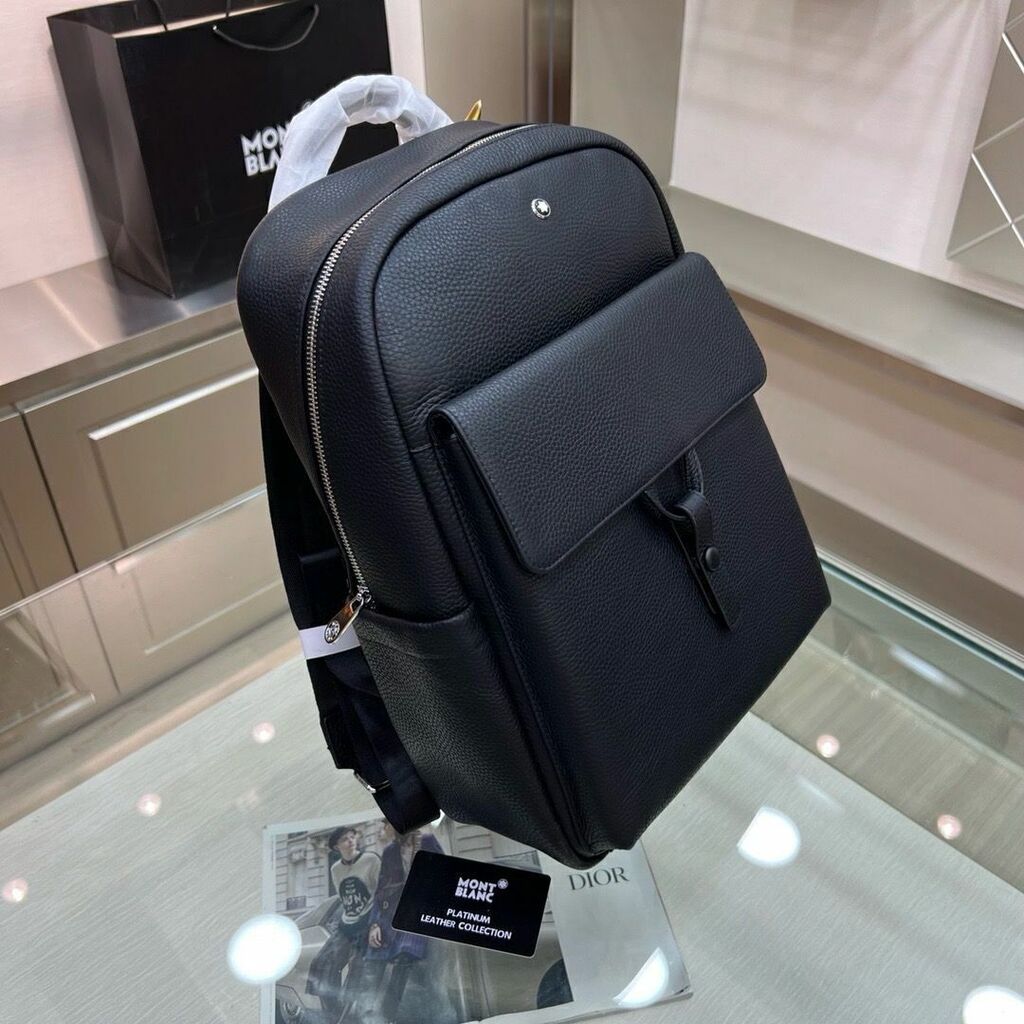 Mochila Couro Preta Estruturada
