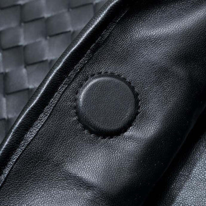 Bolsa Satchel Couro Preto Trançado Pequena
