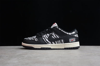 Tênis Cano Baixo Couro Padrão Zebra Preto e Branco