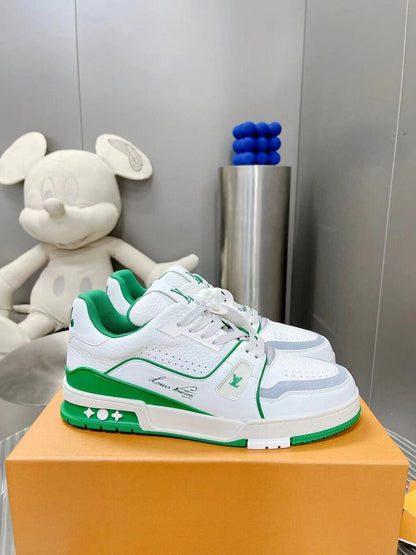 Tênis Couro Branco Detalhe Verde
