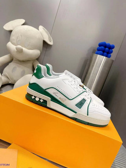 Tênis Couro Branco Detalhe Verde