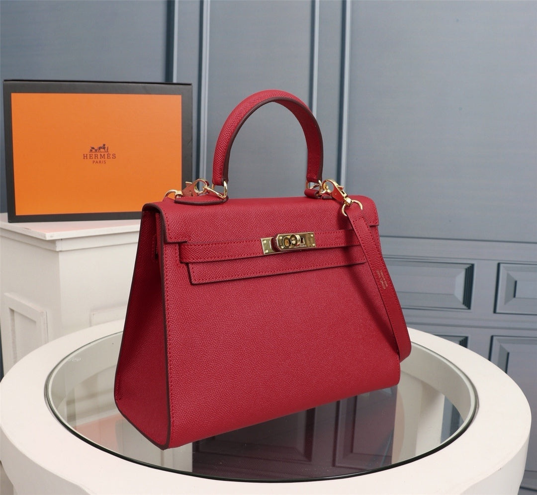 Bolsa Estruturada Couro Vermelho Tira Ajustável