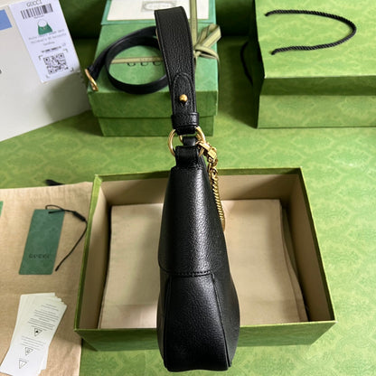 Bolsa Ombro Couro Preto com Fechamento Frontal