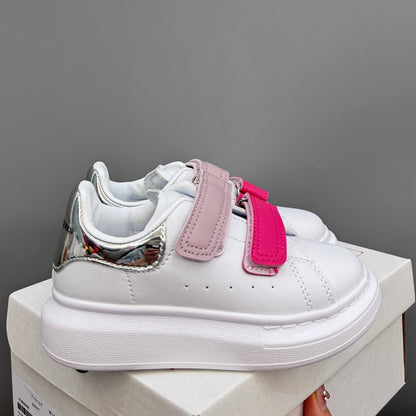 Tênis Couro Branco Detalhe Rosa Infantil