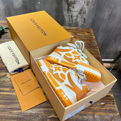 Tênis Skate Couro Amarelo e Branco