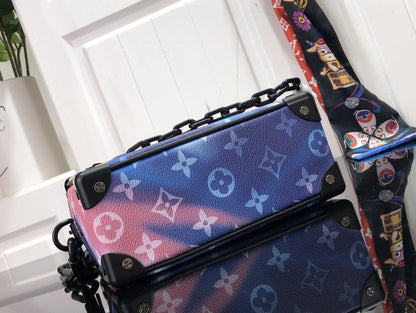 Bolsa Satchel Couro Padrão Monograma Multicolor Sunset Compact