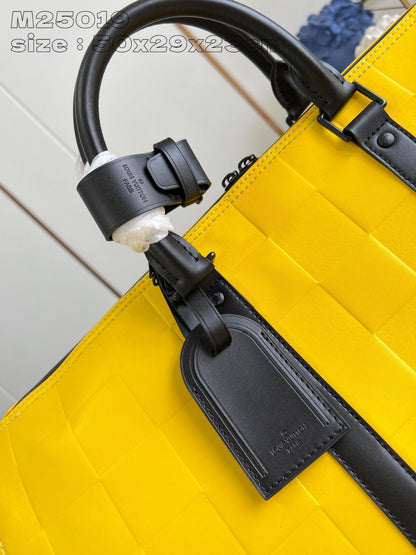 Mala Viagem Couro Amarelo Alça Ajustável 50cm
