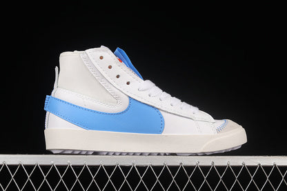 Tênis Cano Médio Couro Branco Detalhe Azul