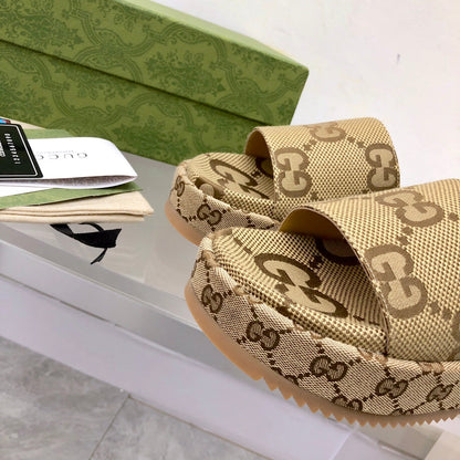 Sandália Plataforma Canvas Camel Tira em H