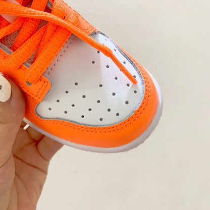 Tênis Infantil Skate Couro Cano Baixo Laranja