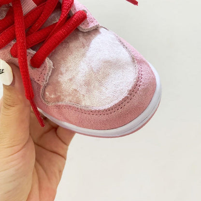 Tênis Cano Baixo Infantil Couro Rosa Padrão Estampado