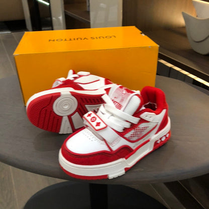 Tênis Infantil Velcro Vermelho Padrão Monograma Geométrico