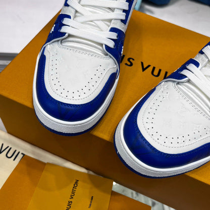 Tênis Casual Couro Branco Azul