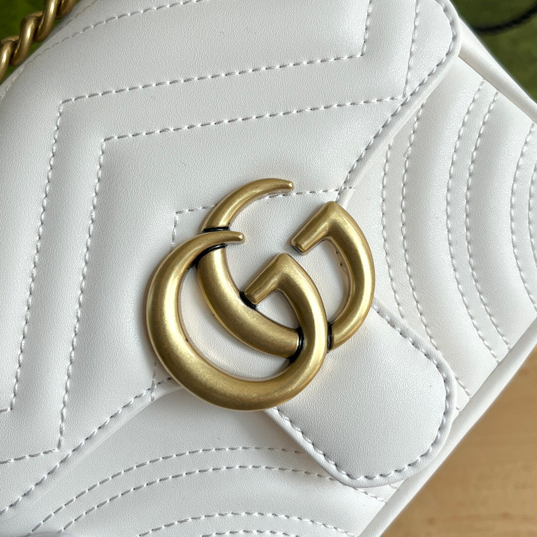 Bolsa Ombro Mini Couro Matelassê Padrão Chevron Branco