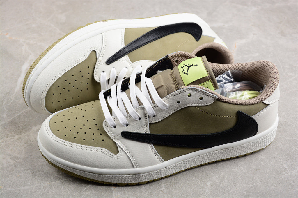 Tênis Cano Baixo Couro Olive com Detalhes Contrastantes