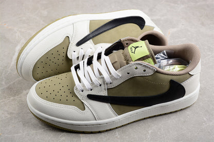 Tênis Cano Baixo Couro Olive com Detalhes Contrastantes