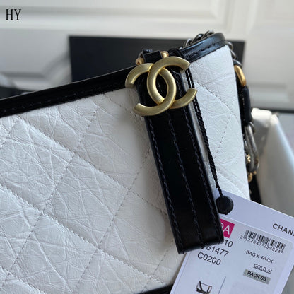 Bolsa Hobo Couro Bicolor Preto e Branco Tamanho P