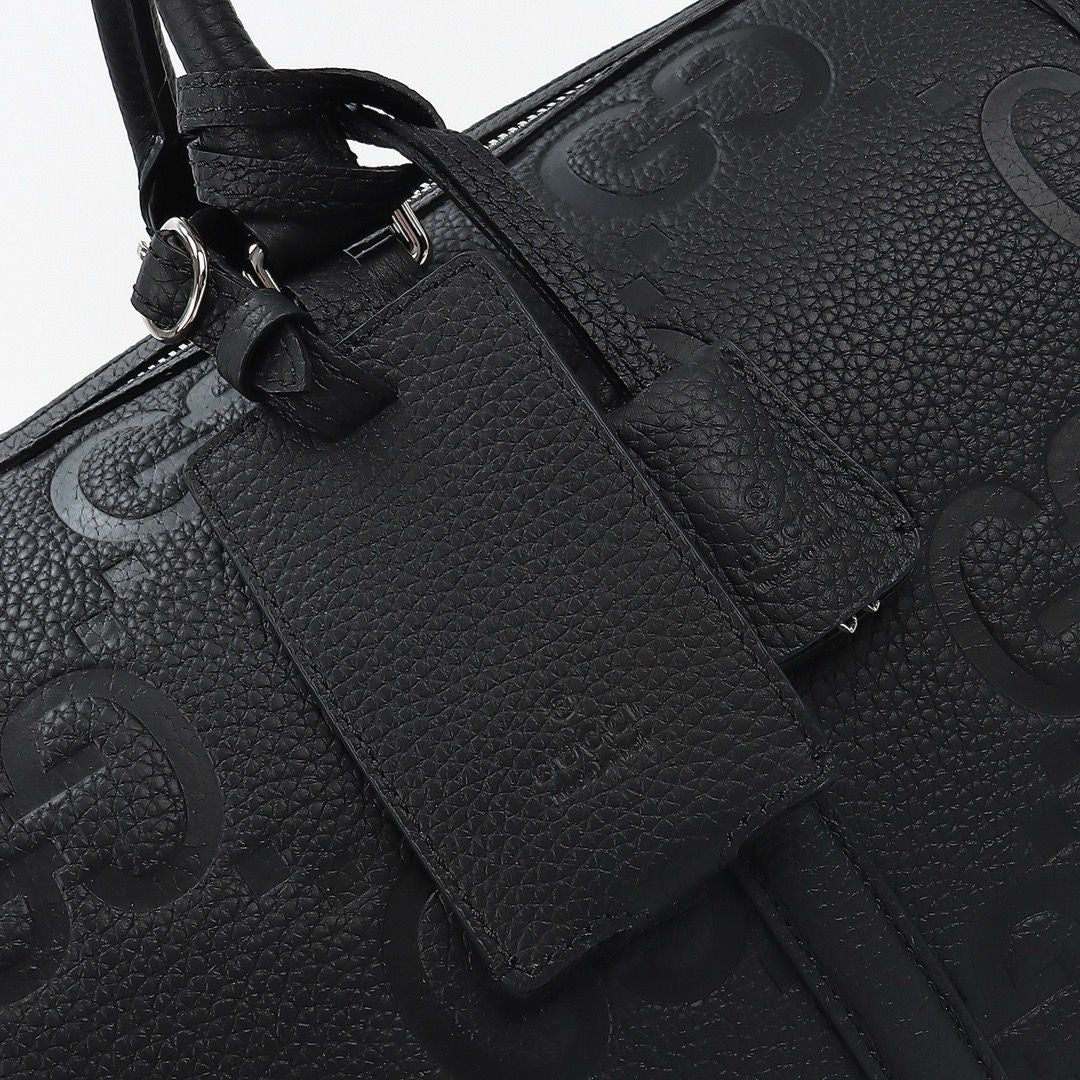 Bolsa Duffle Couro Padrão Letras Entrelaçadas Marrom Grande