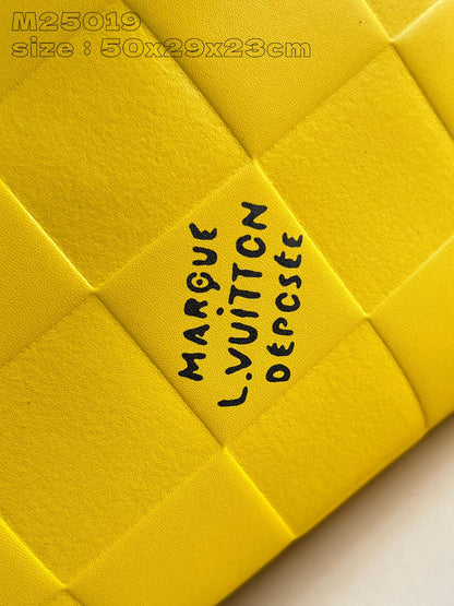 Mala Viagem Couro Amarelo Alça Ajustável 50cm