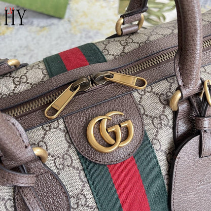Bolsa Duffel Grande Couro Preto com Alças