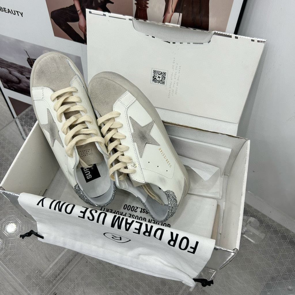 Tênis Couro Branco Solado Vintage Desgastado