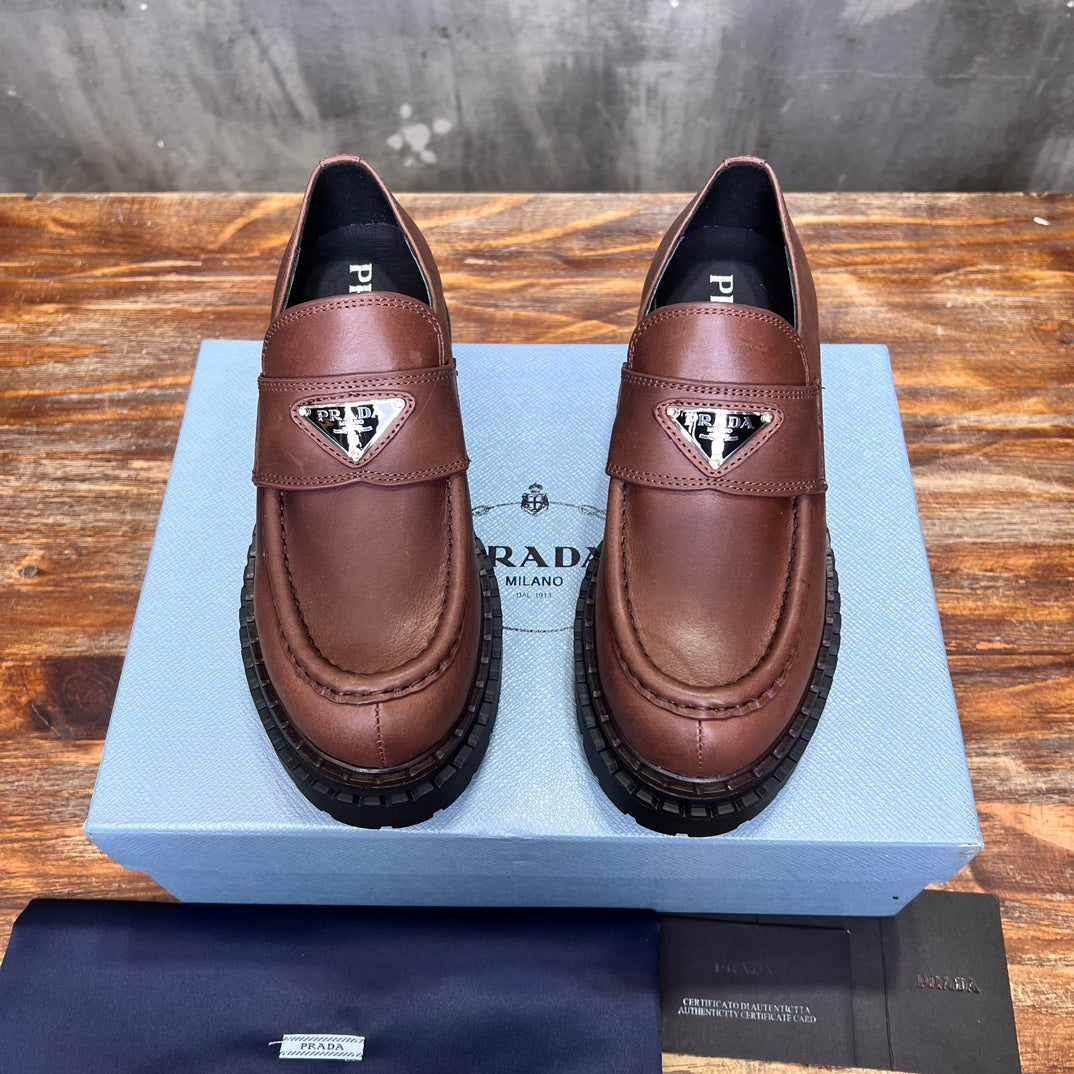 Mocassim Couro Marrom Liso