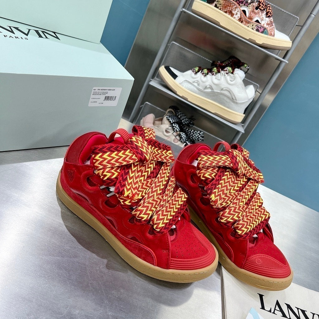 Tênis Couro Corrente Vermelho Papoula