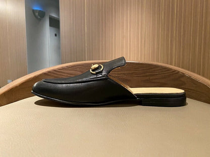 Mocassim Couro Preto Slipper Conforto