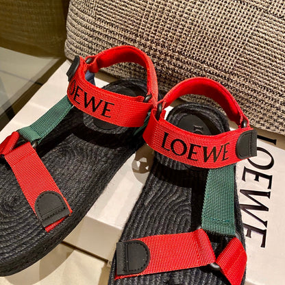Sandália Espadrilhe Nylon Vermelho e Verde Tira Ajustável