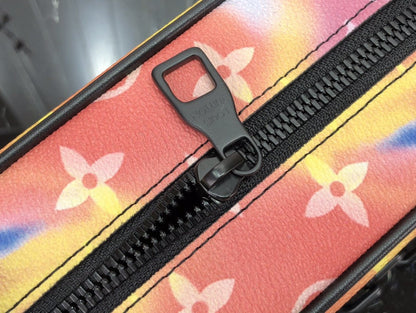 Bolsa Satchel Couro Padrão Monograma Multicolor Sunset Compact